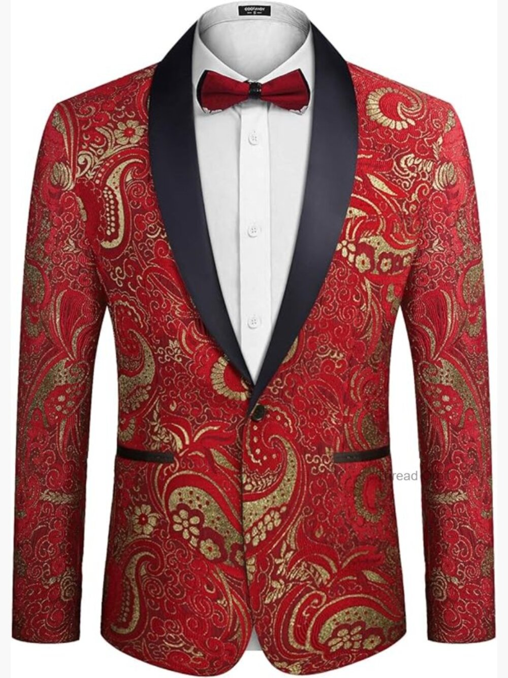Men's Floral Embroidered Tuxedo Jacket Shawl Lapel Wedding Blazer